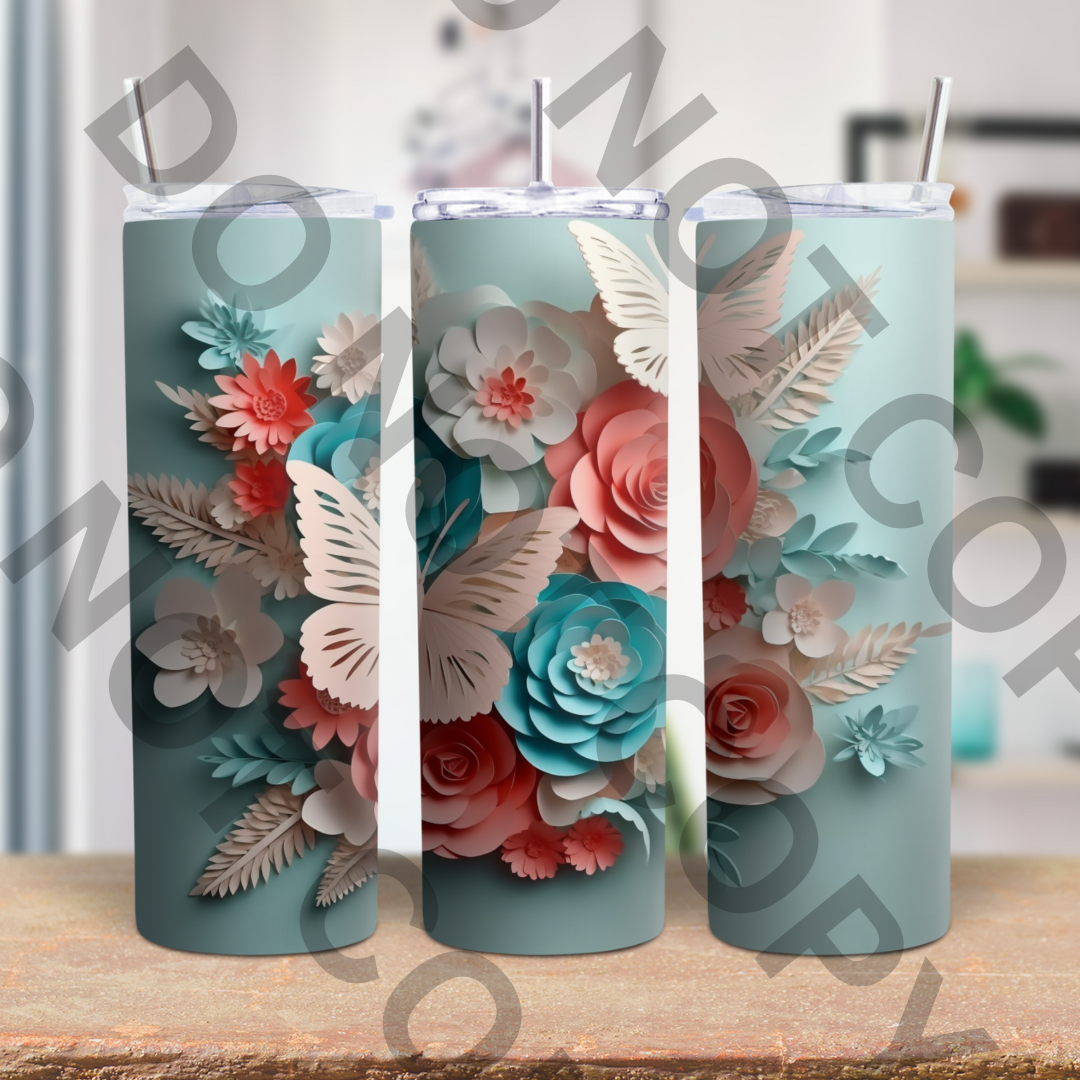 3D Butterflies Tumbler