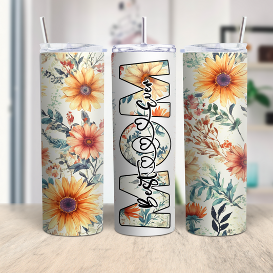 Yellow Floral Best Mom Ever 20oz Tumbler