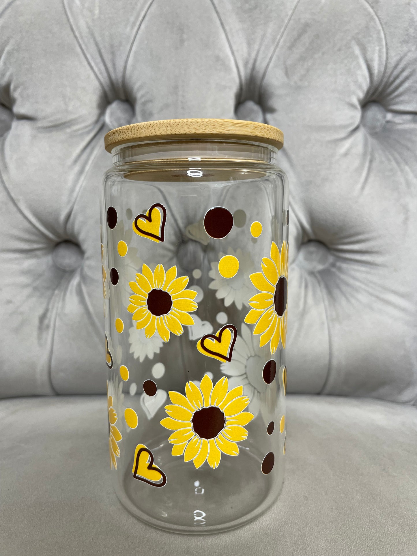 Sunflower Glass Can