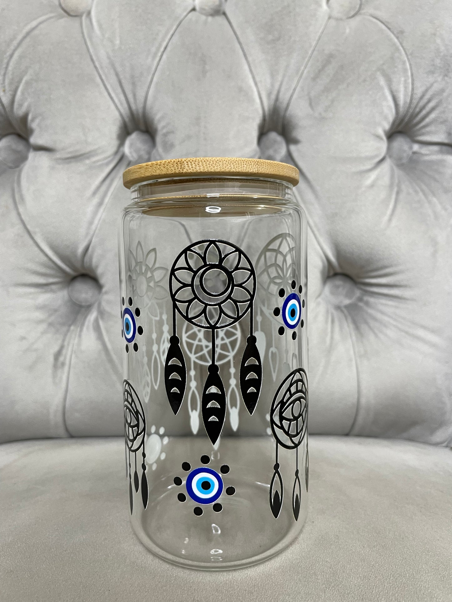 Dream Catcher Evil Eye Glass Can