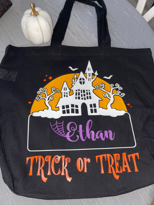Halloween Black Tote Bag Personalized